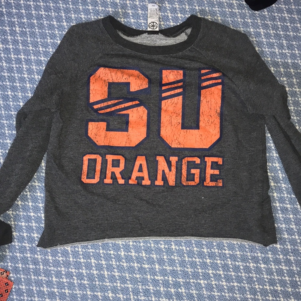 Cropped Syracuse University heathered top